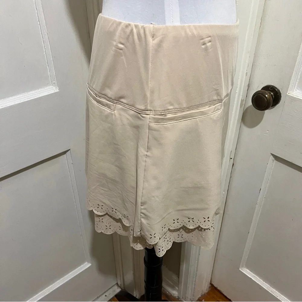 Lucky in Love Beige Mini Skort with Scalloped Hem - Picture 14 of 14